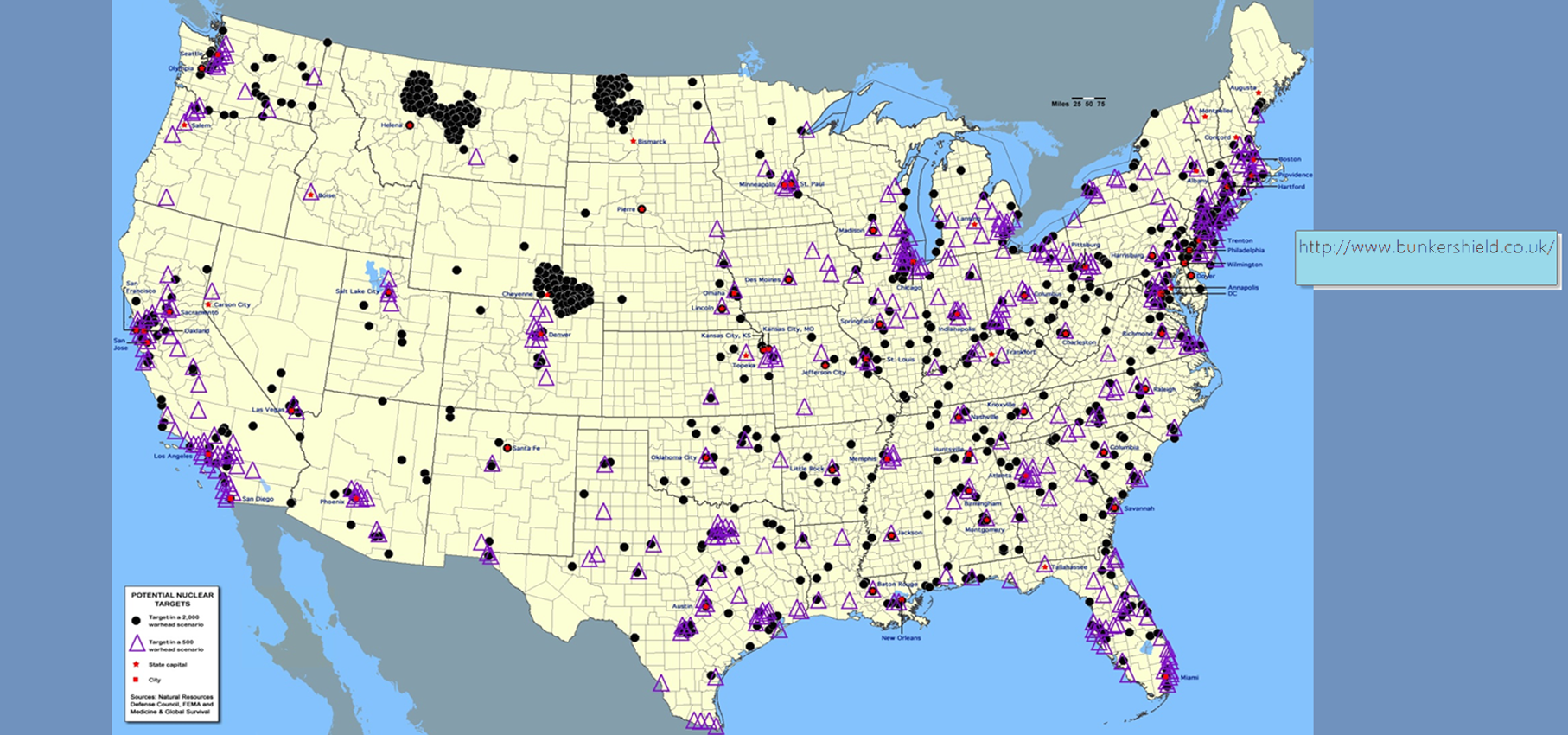 map of nuclear fallout shelters